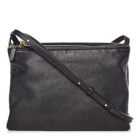 celine trio black large|CELINE Lambskin Large Trio Crossbody Bag Black.